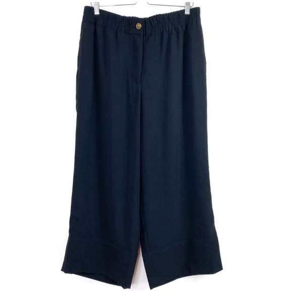 J.CREW Pull on Wide Crop Trouser Pants in Black Size 12 Style #AV443 New - Picture 2 of 10